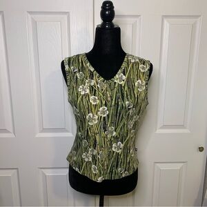 Sportif V-Neck Floral Bamboo Print Tank Top